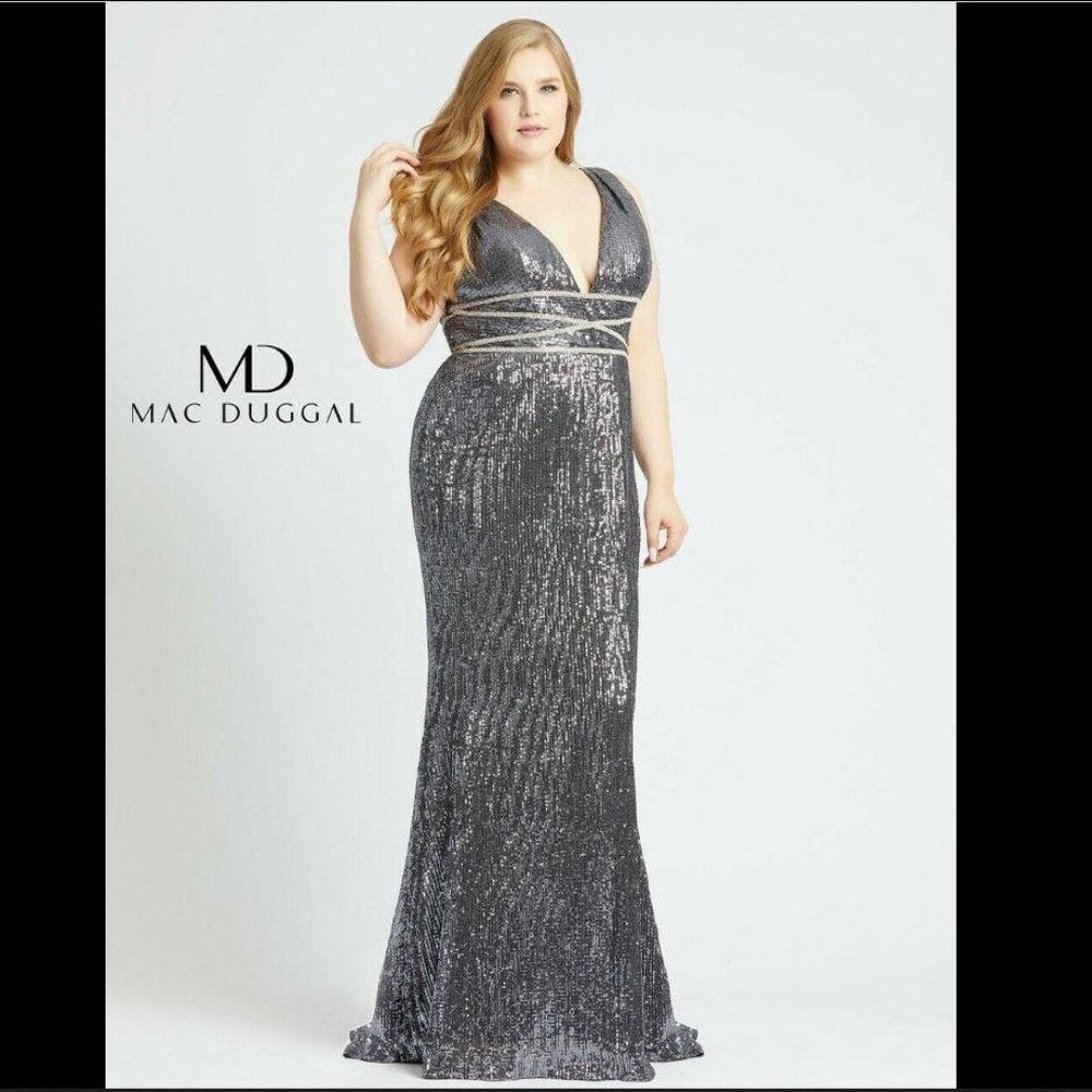 Mac Duggal 77558F Sequence, Form Fitting, V-Neck B